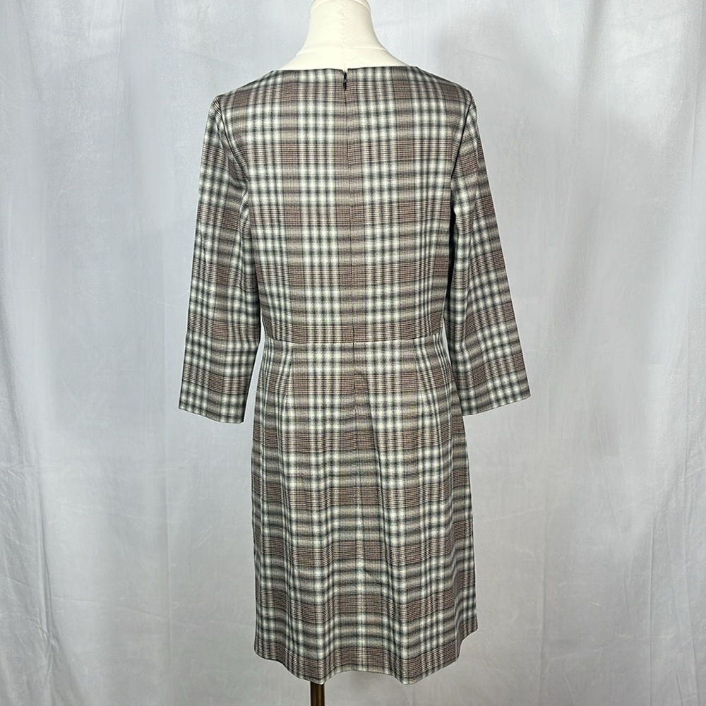 Theory Kamillina Multi Optical Plaid Wool Blend Dress. - Picture 5 of 12